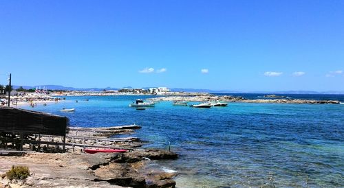 Scenic view of sea against blue sky