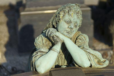 Close-up of angel statue