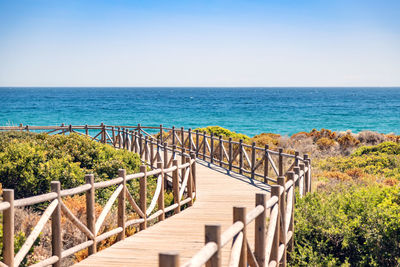 Scenic view of sea against clear sky