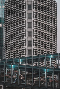 Low angle view of illuminated building at night