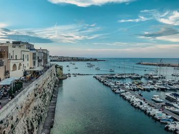 Panoramic view of sea and buildings against sky