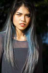 Close-up portrait of beautiful young woman