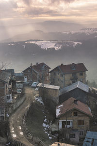 High angle view of townscape against sky