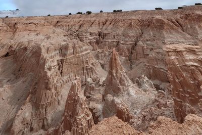 Low angle view of rock formation against sky