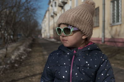 Portrait of boy wearing sunglasses