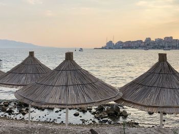 Scenic view of sea against sky during sunset