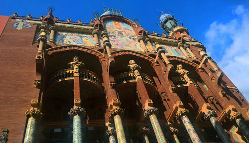 Low angle view of temple building against sky