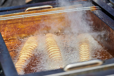 Close-up of food on barbecue grill