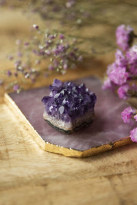Close-up of ice cream on table