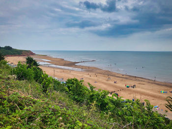 Scenic view of beach against sky