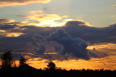 Low angle view of dramatic sky during sunset