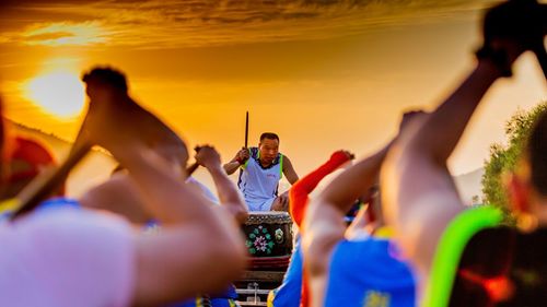 Group of people in a row