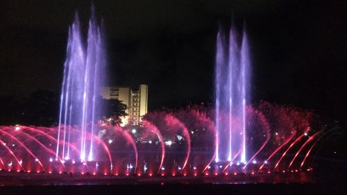 Firework display at night