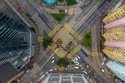 Directly above shot of street amidst buildings in city