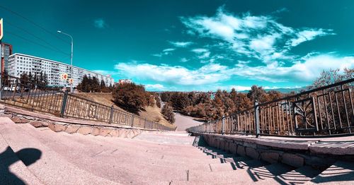 Panoramic view of dam on street against sky