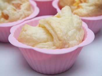 Close-up of food in pink bowl