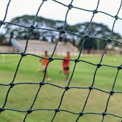 Close-up of a net on the field