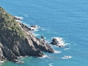 Scenic view of sea against blue sky