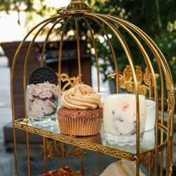 Close-up of cake in basket