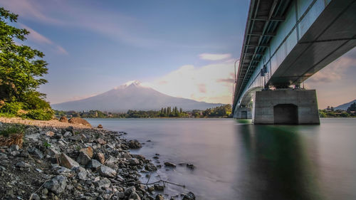 Bridge over river against sky