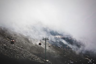 Aerial view of snow covered mountains against sky