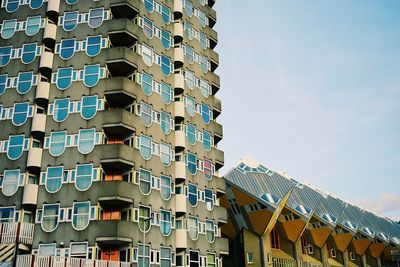 Low angle view of built structure against blue sky