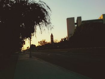 Built structure against sky at sunset