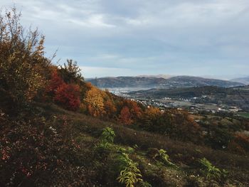 Scenic view of mountains against sky