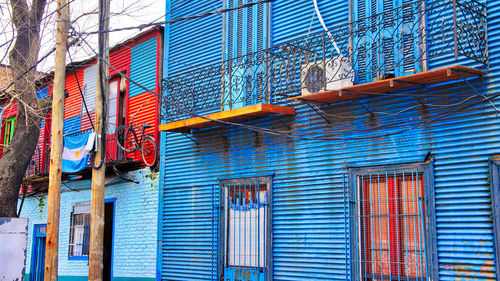 Low angle view of multi colored building