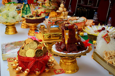 Close-up of decoration on table