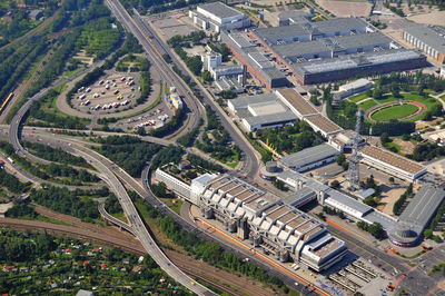 High angle view of city