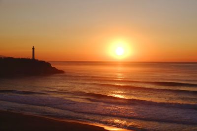 Scenic view of sea against sky during sunset