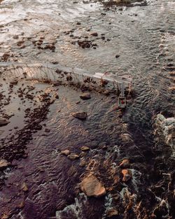 High angle view of crab on beach