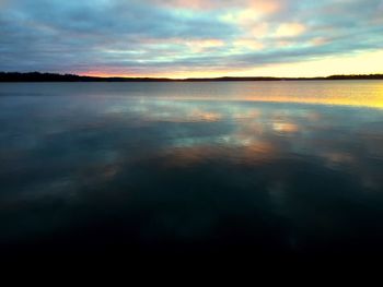 Scenic view of lake at sunset