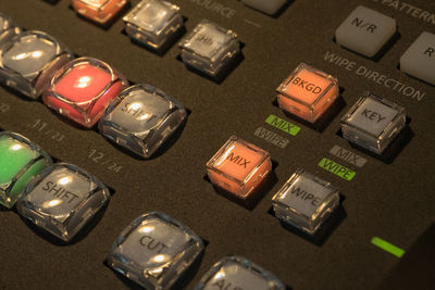 High angle view of computer keyboard on table