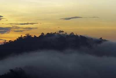 Low angle view of dramatic sky during sunset