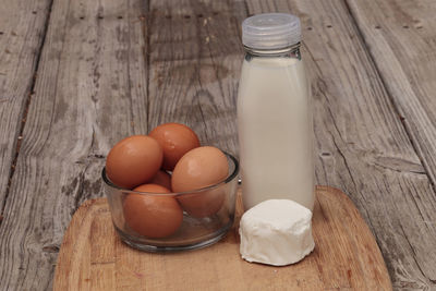 Close-up of eggs on table