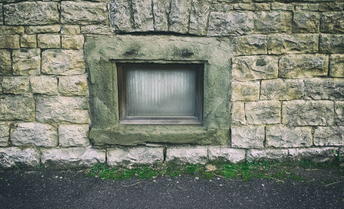 Closed door of building