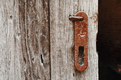 Close-up of rusty metal door