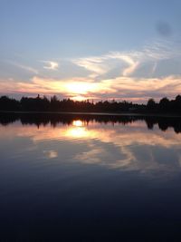 Reflection of clouds in calm lake