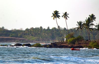 Scenic view of sea against clear sky