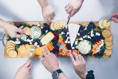 High angle view of cheese plater 