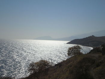 Scenic view of sea against clear sky