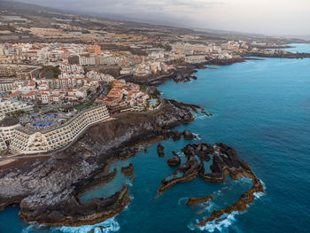 High angle view of sea against sky