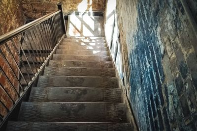 Low angle view of empty staircase in building