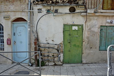 Closed door of old building