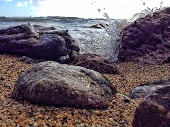 Scenic view of rocky beach