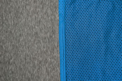 Directly above shot of blue and gray textile