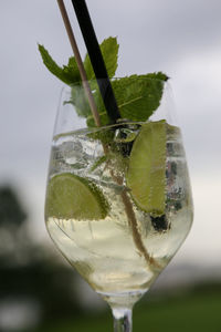 Close-up of beer glass