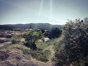 Scenic view of landscape against clear sky